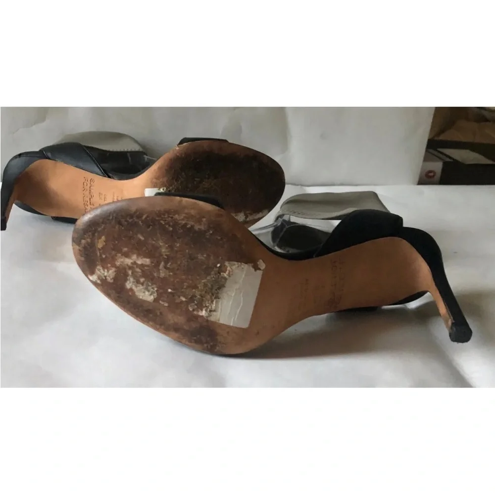 Vince Ankle Stretch Cuff Open Toe Stiletto Sandals Black Size 6 Sample Sale